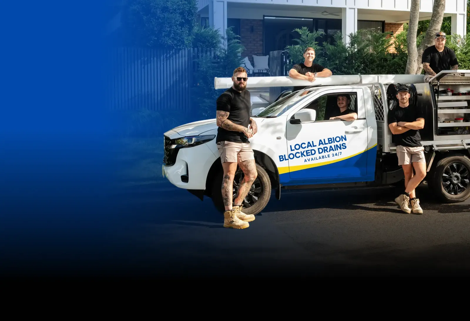Local Albion Blocked Drains team with the ute
